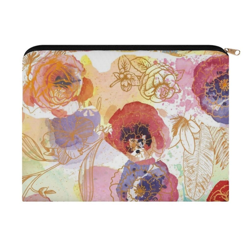Big pouch bag floral abstract pattern 8.9"(L) × 6.5"(W)
