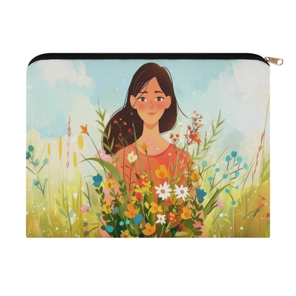 Big pouch bag floral abstract pattern 8.9"(L) × 6.5"(W)