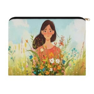 Big pouch bag floral abstract pattern 8.9"(L) × 6.5"(W)
