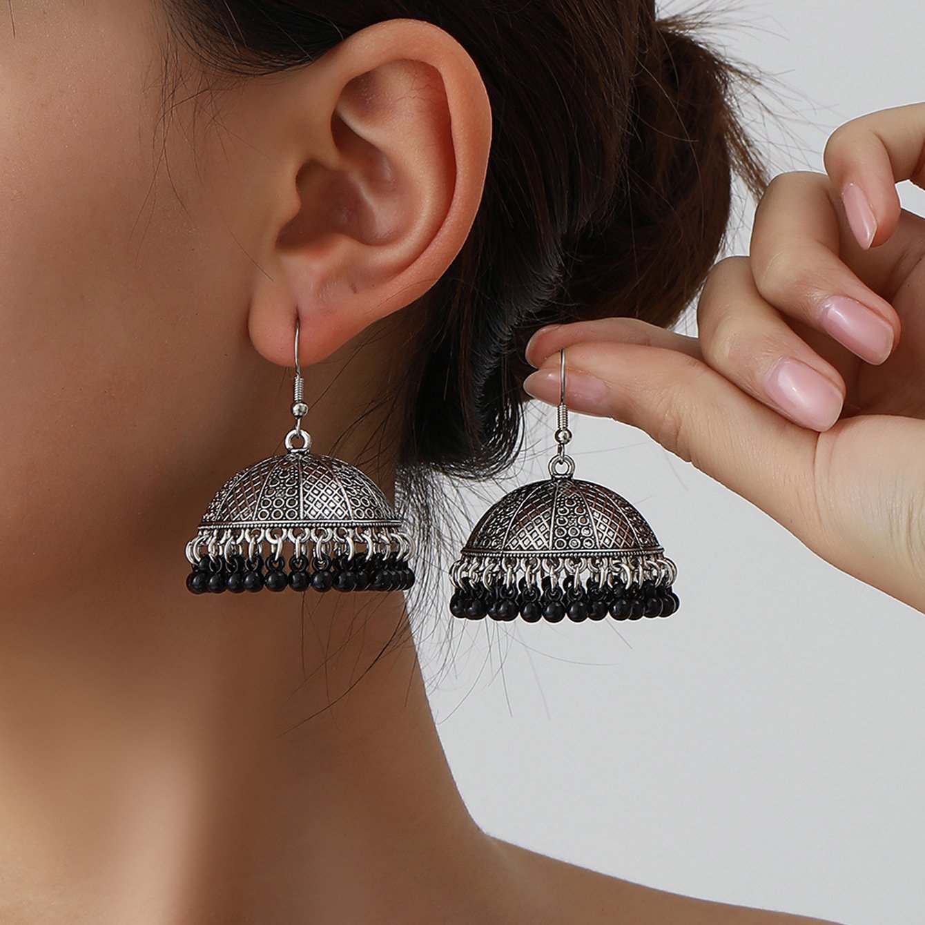 South Asian jhumka Tassel bell earrings - Image 4