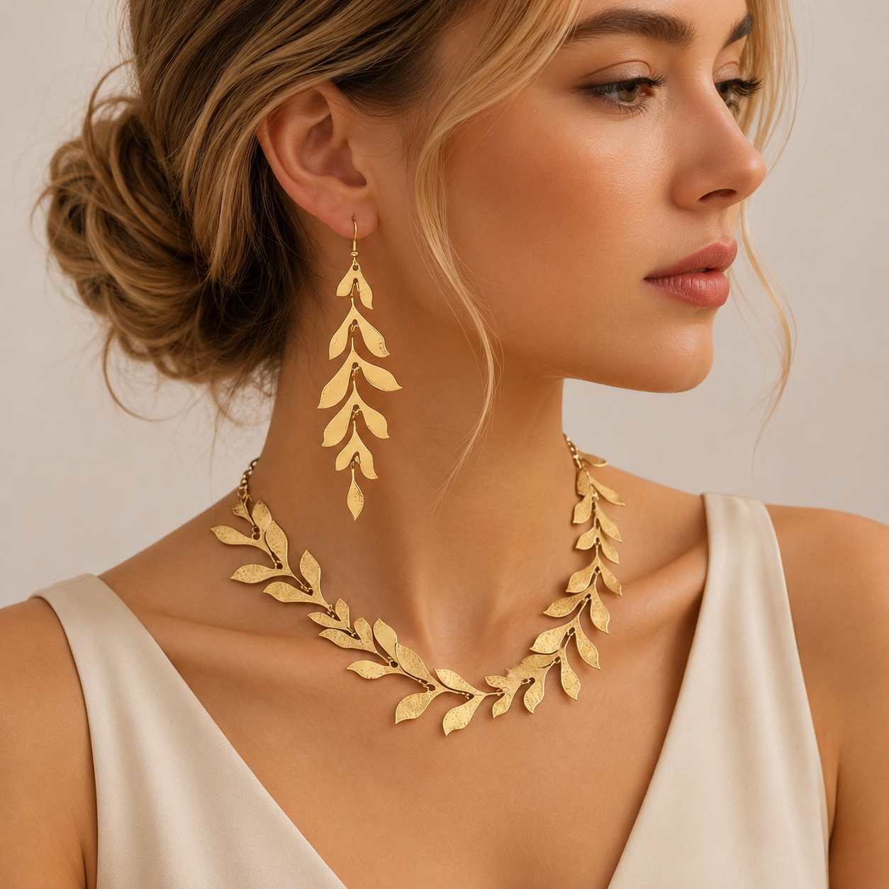 Jewelry leaf design golden Jewelry set