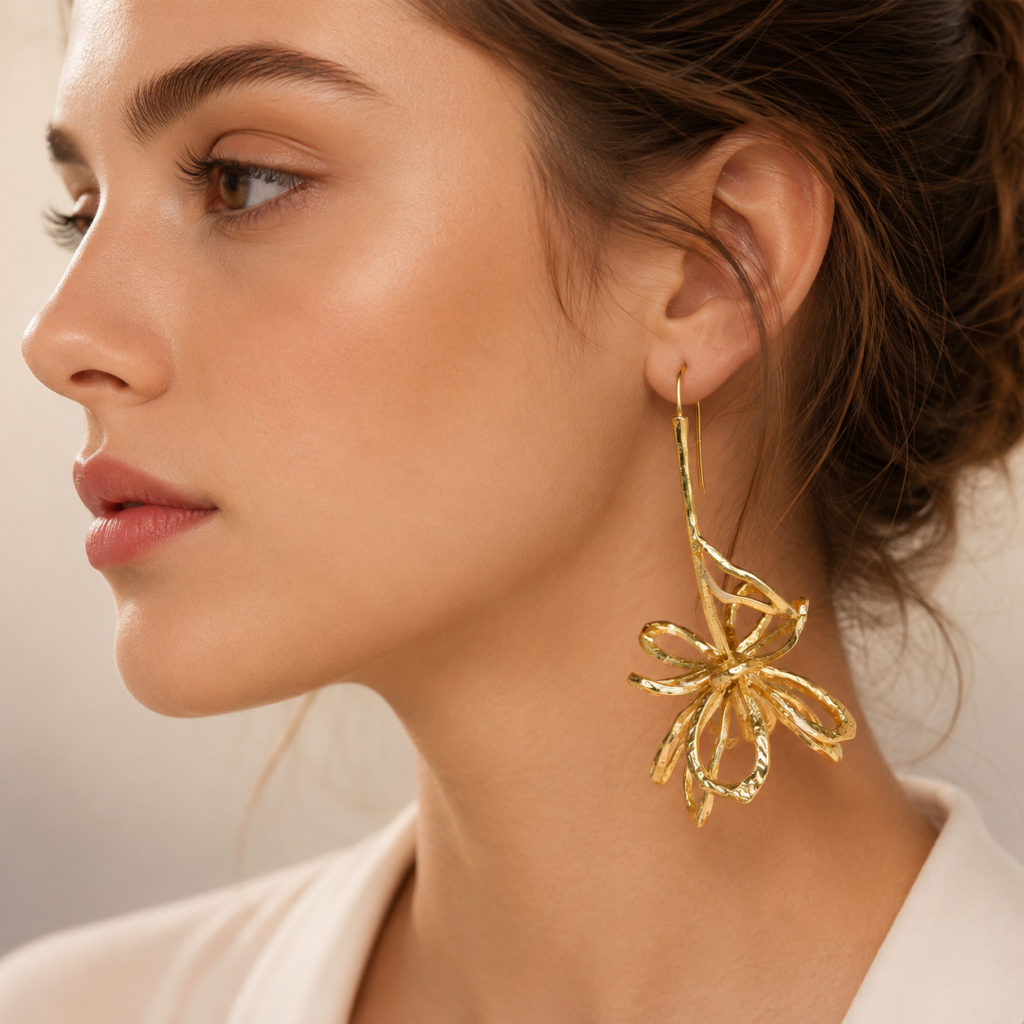 Floral Hollow Drop Earrings