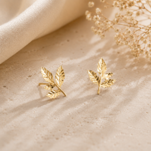 9k pure solid gold Leaf Earrings