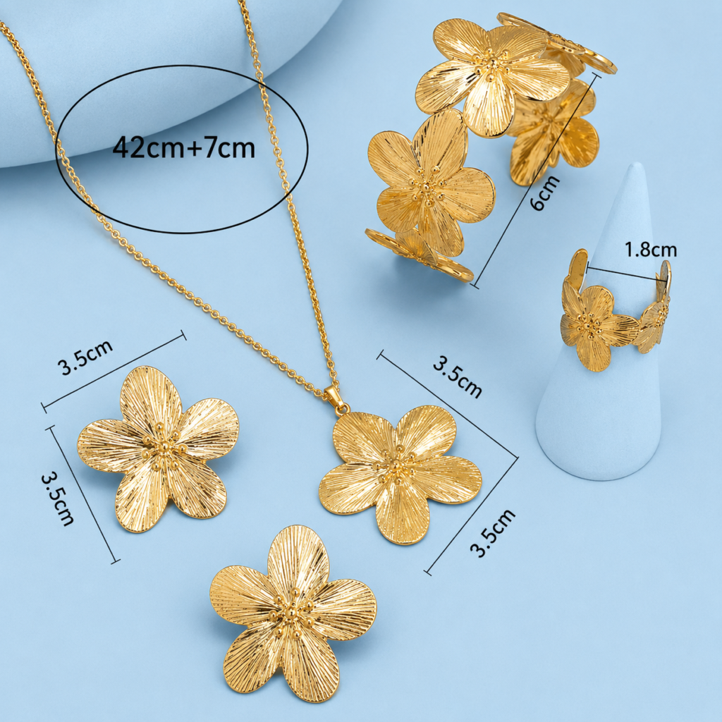 4 piece vintage inspired set includes necklace , ring , bracelet and earrings