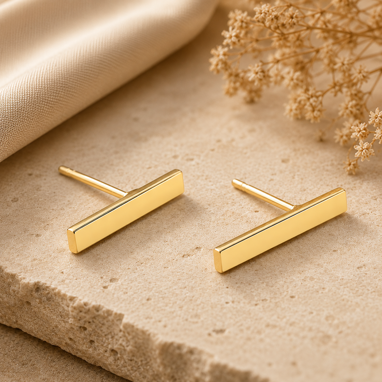 14k pure solid gold Stud earrings - Image 7