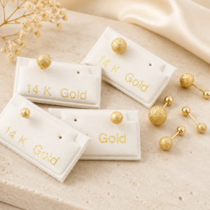 Matte 14k pure gold frosted Ball Earrings