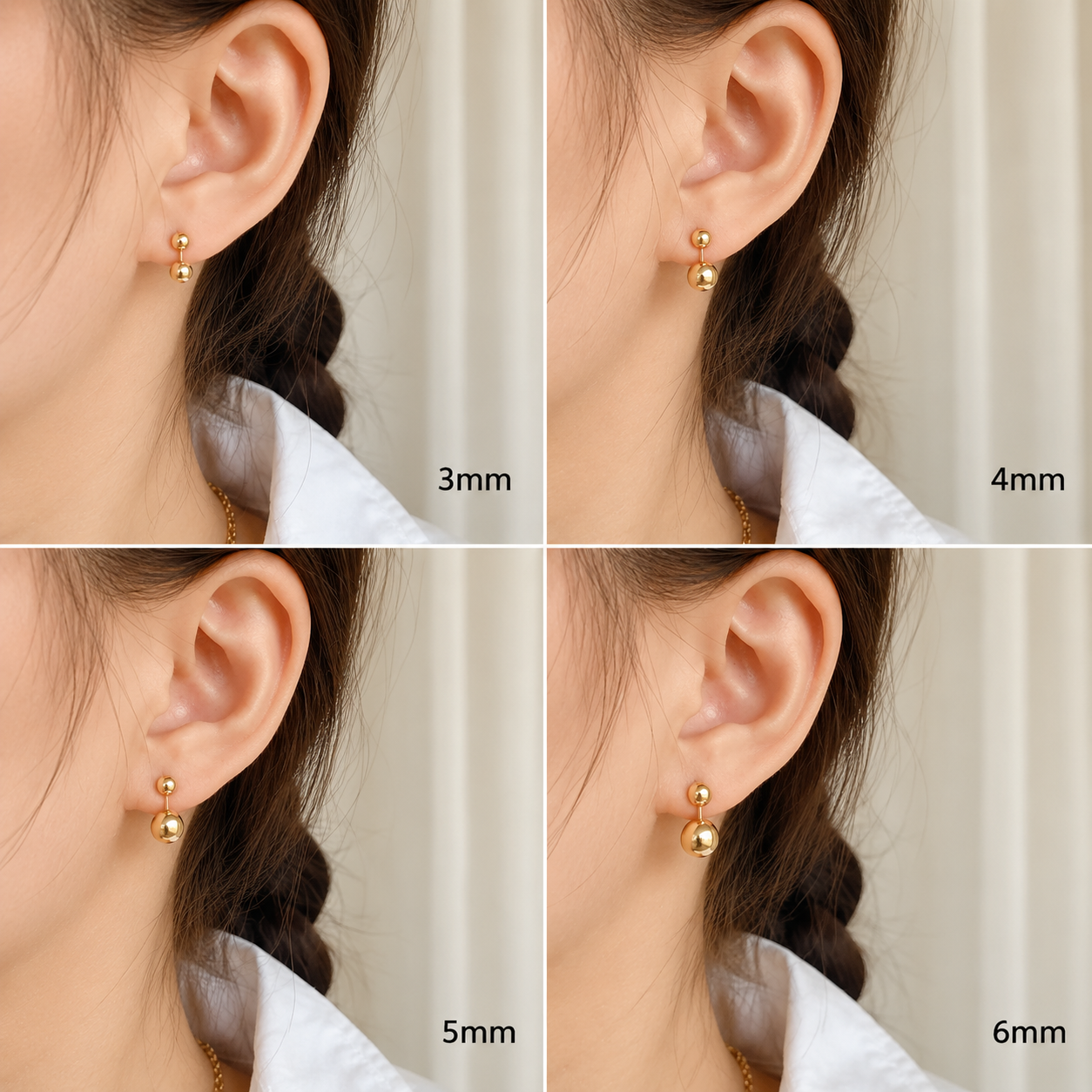 14K pure Gold Double Ball Earrings - Image 4