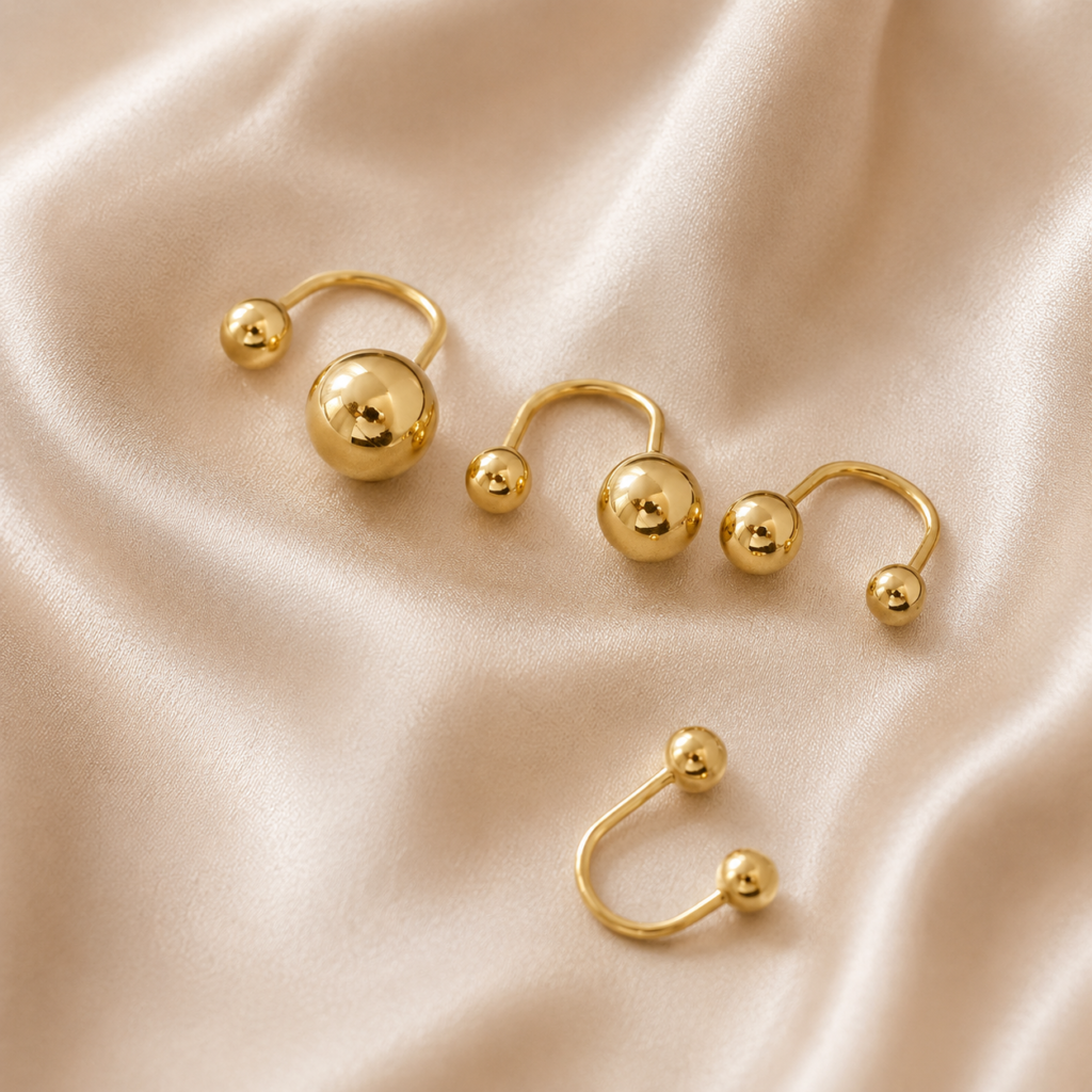 14K pure Gold Double Ball Earrings