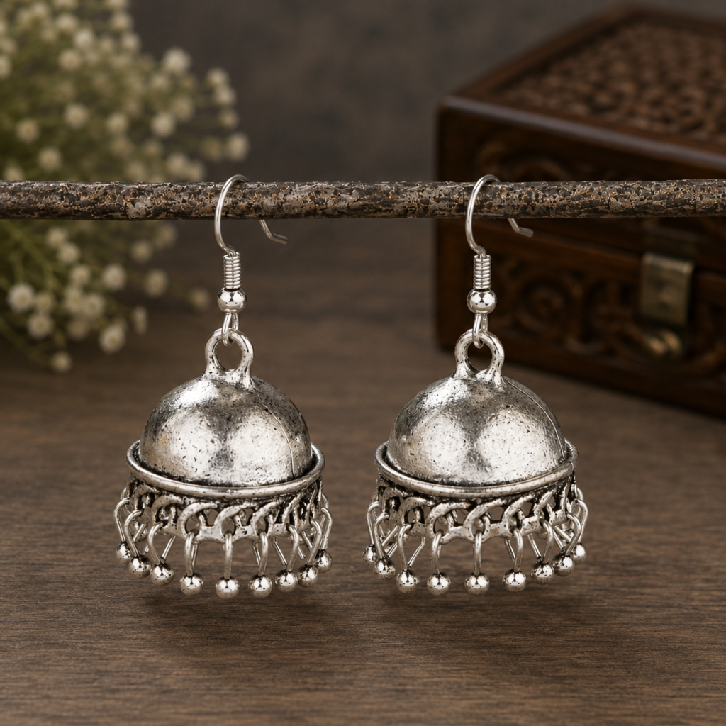 Ethnic Tassel Bell jhumka Earrings