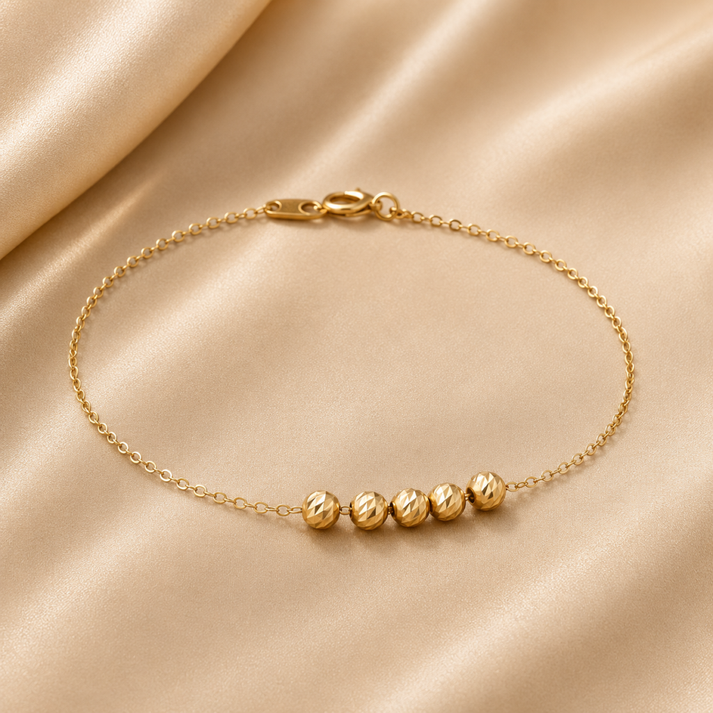 14K Gold Faceted Ball Bracelet