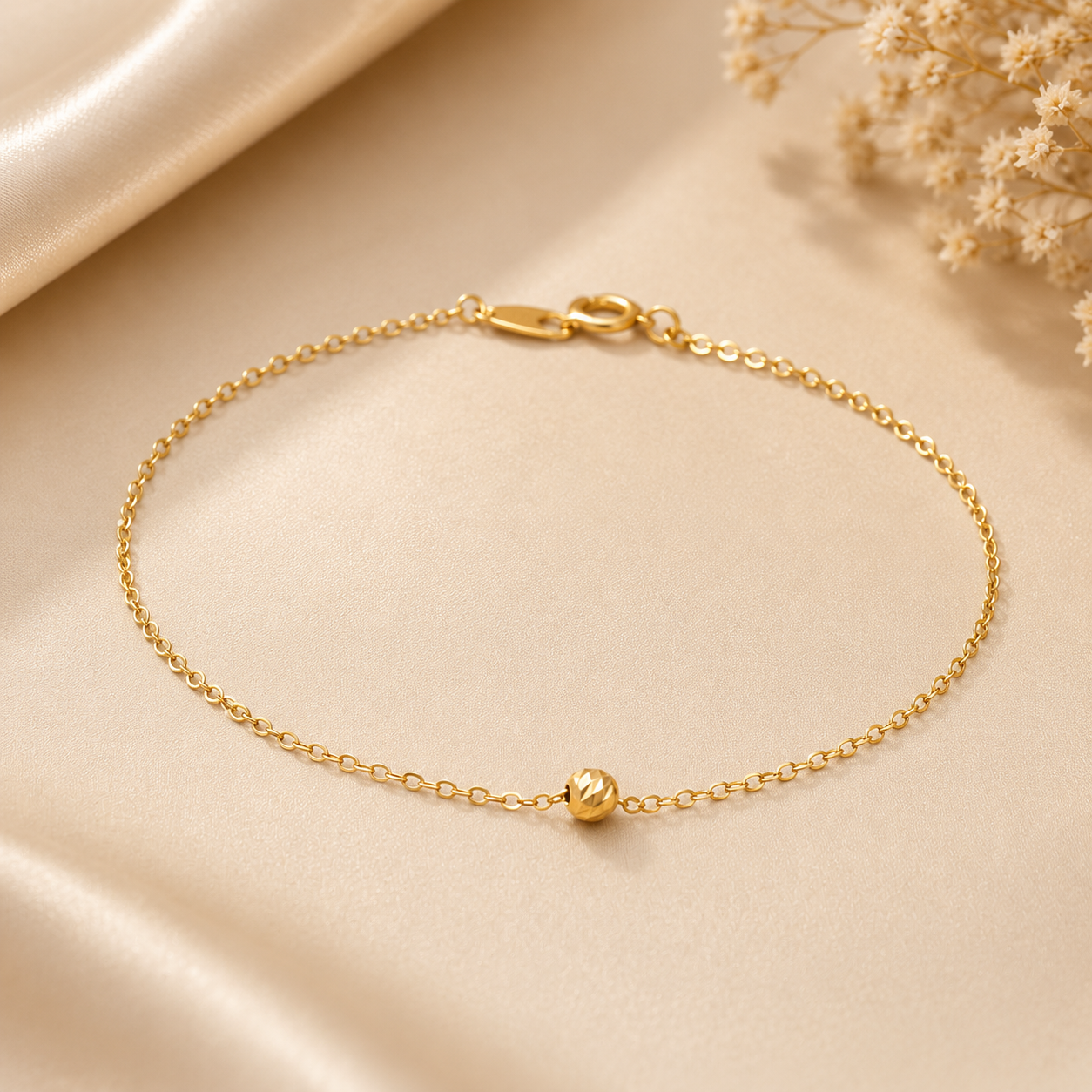 14K Gold Faceted Ball Bracelet - Image 7