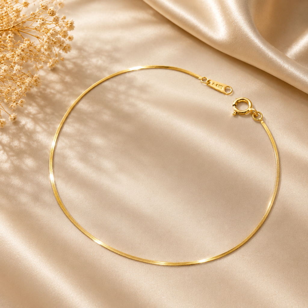 14K Gold straight Chain Bracelet