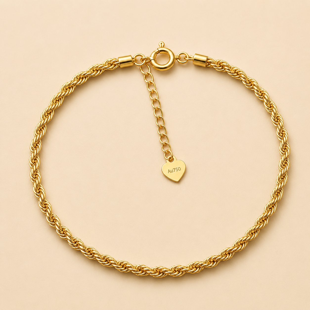 18K Gold Twist Rope Bracelet for Women - Image 4