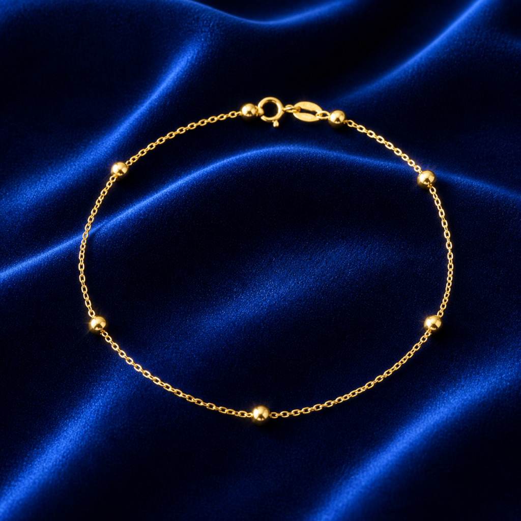 pure 18k gold bead bracelet for women