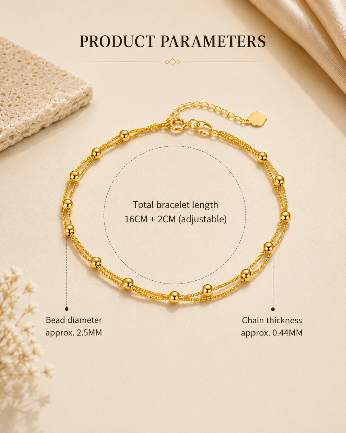 18K pure Gold Double-Layer Bracelet - Image 5