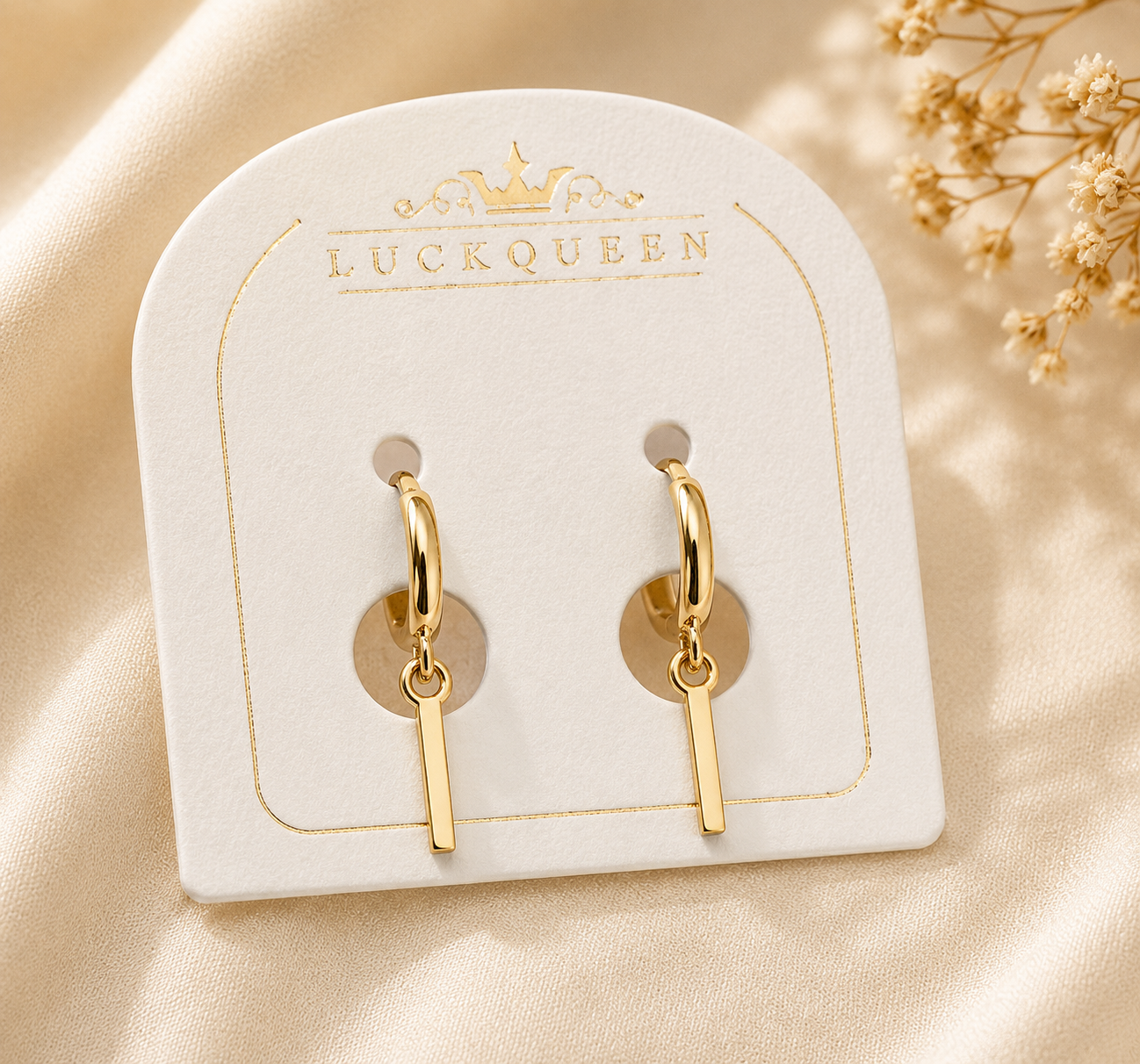 Simple and compact plain-hoop drop earrings/ear clips - Image 7