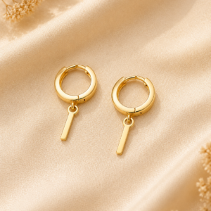 Simple and compact plain-hoop drop earrings/ear clips