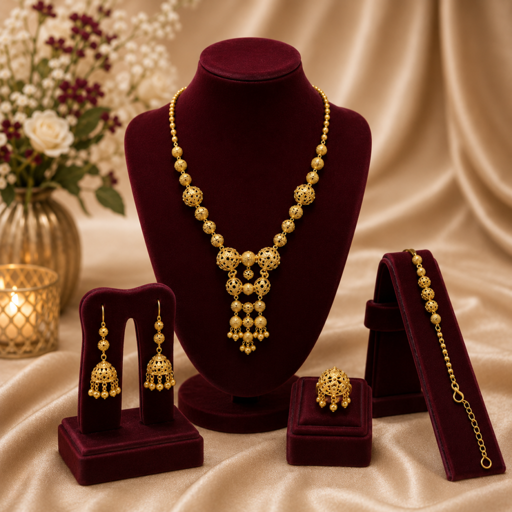 24k gold plated Jewelry: necklaces, earrings, rings, and bracelets