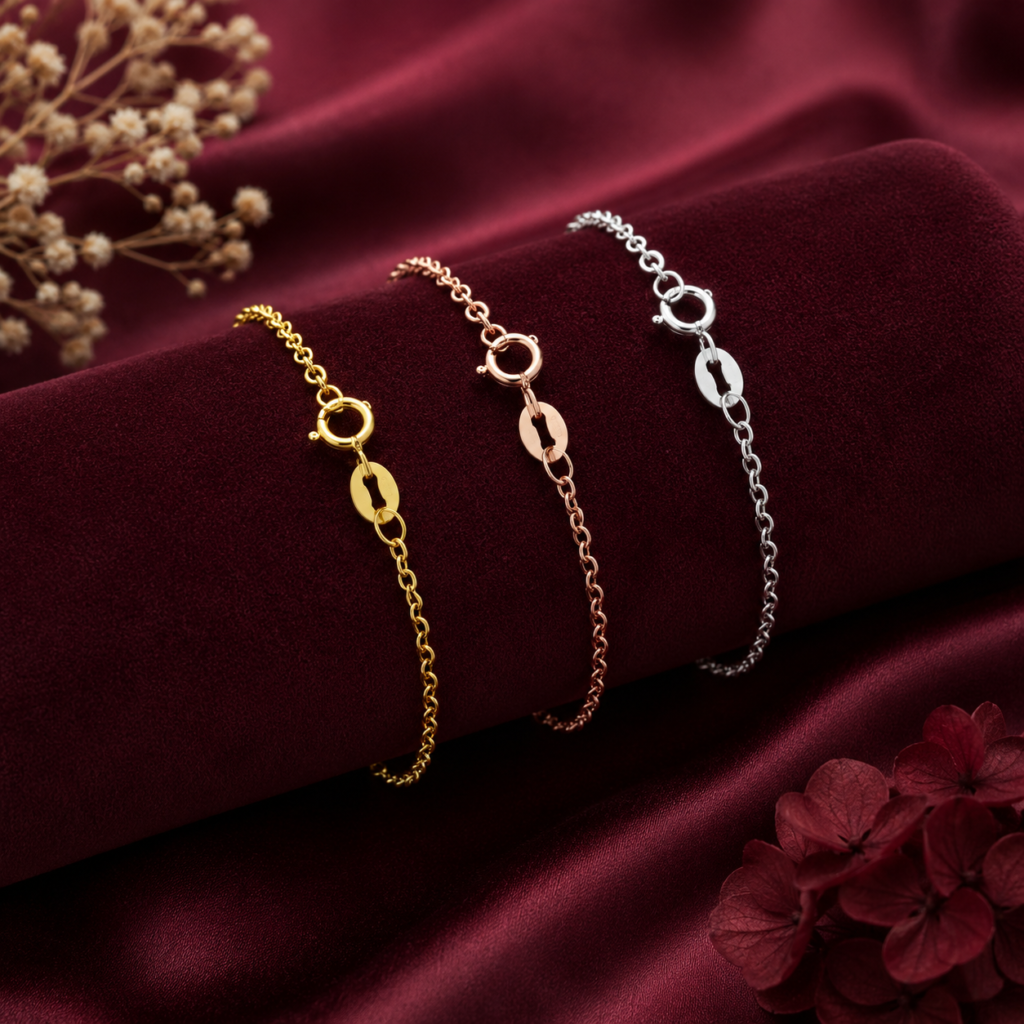 18K Gold O-Link Bracelet with Bead Details