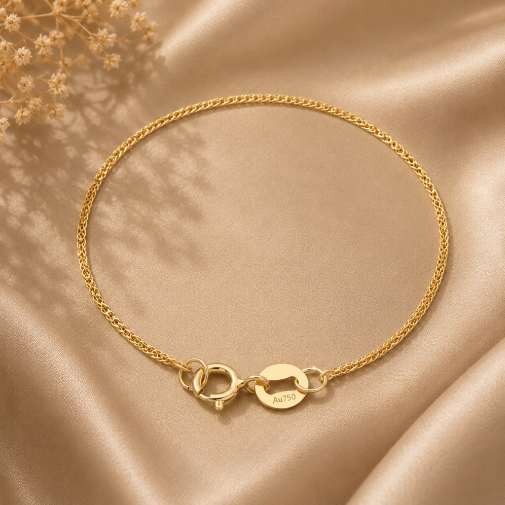 18k pure solid Gold Girl Chopin Bracelet Au750 Gold in simplistic design