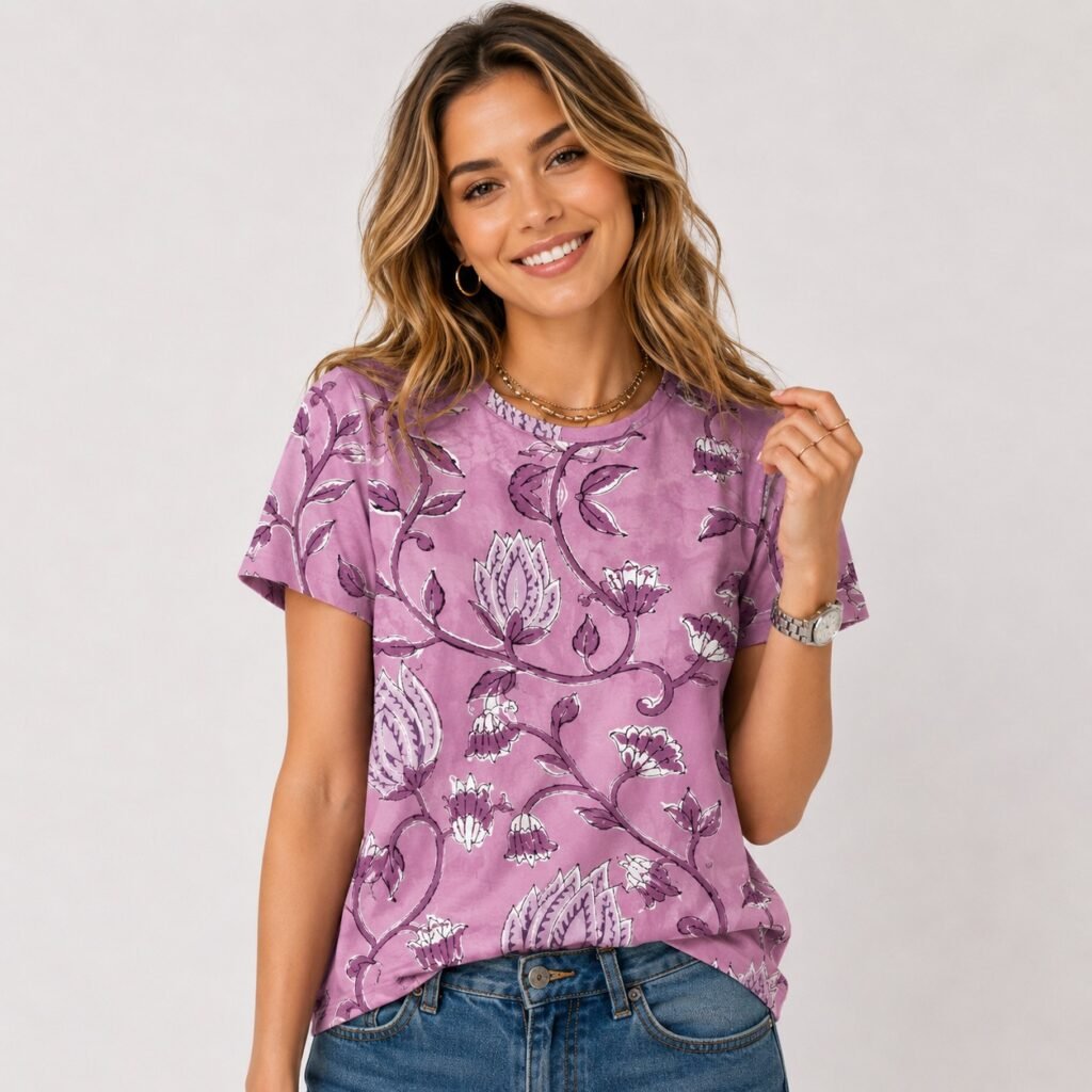 floral All-Over Print Women's Cotton T-Shirt