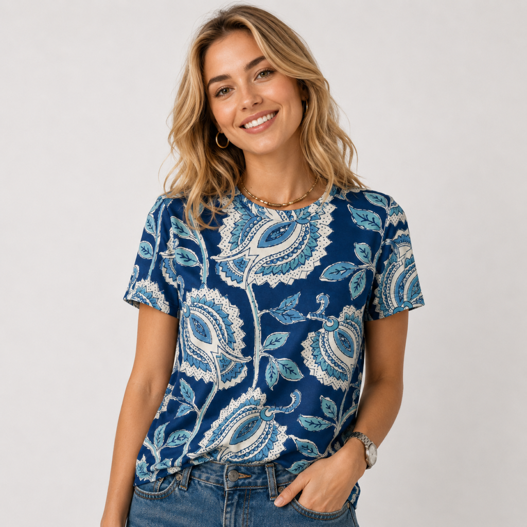 floral All-Over Print Women's Cotton T-Shirt