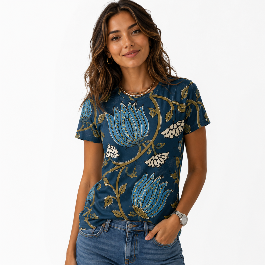 floral All-Over Print Women's Cotton T-Shirt