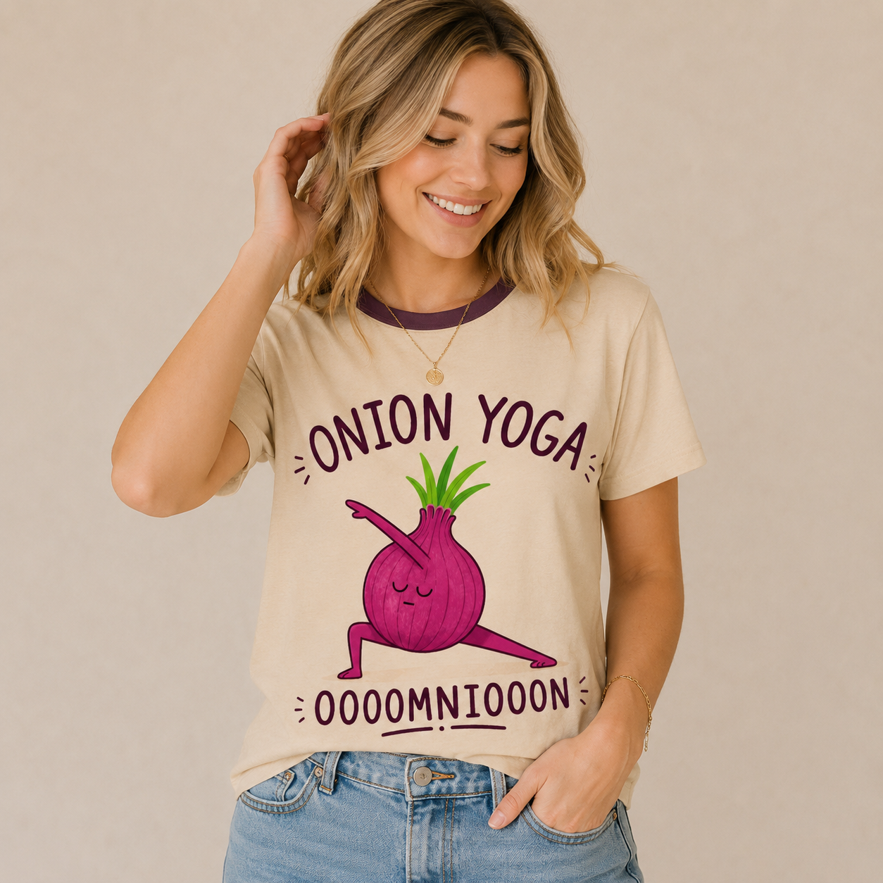 tshirt with quotations - Onion Yoga - in pure cotton