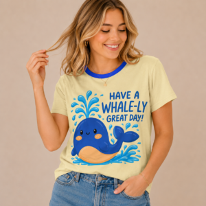tshirt with quotations - Have a whale-ly great day - in pure cotton