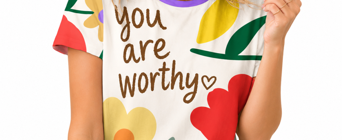 tshirt with quotations – You are worthy– in pure cotton Review