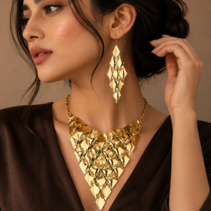 Geometric Sequin Necklace Earring Jewelry Set