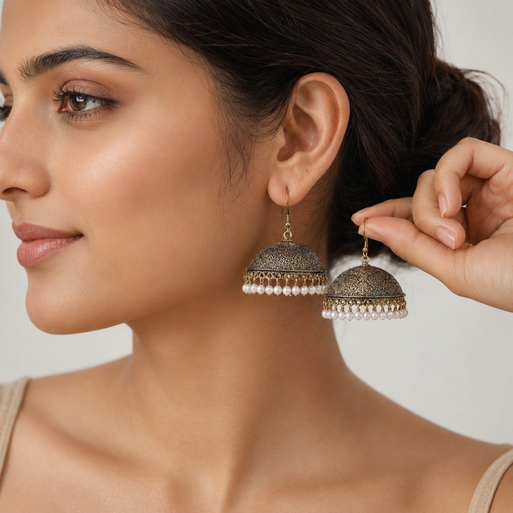 South Asian jhumka Tassel bell earrings