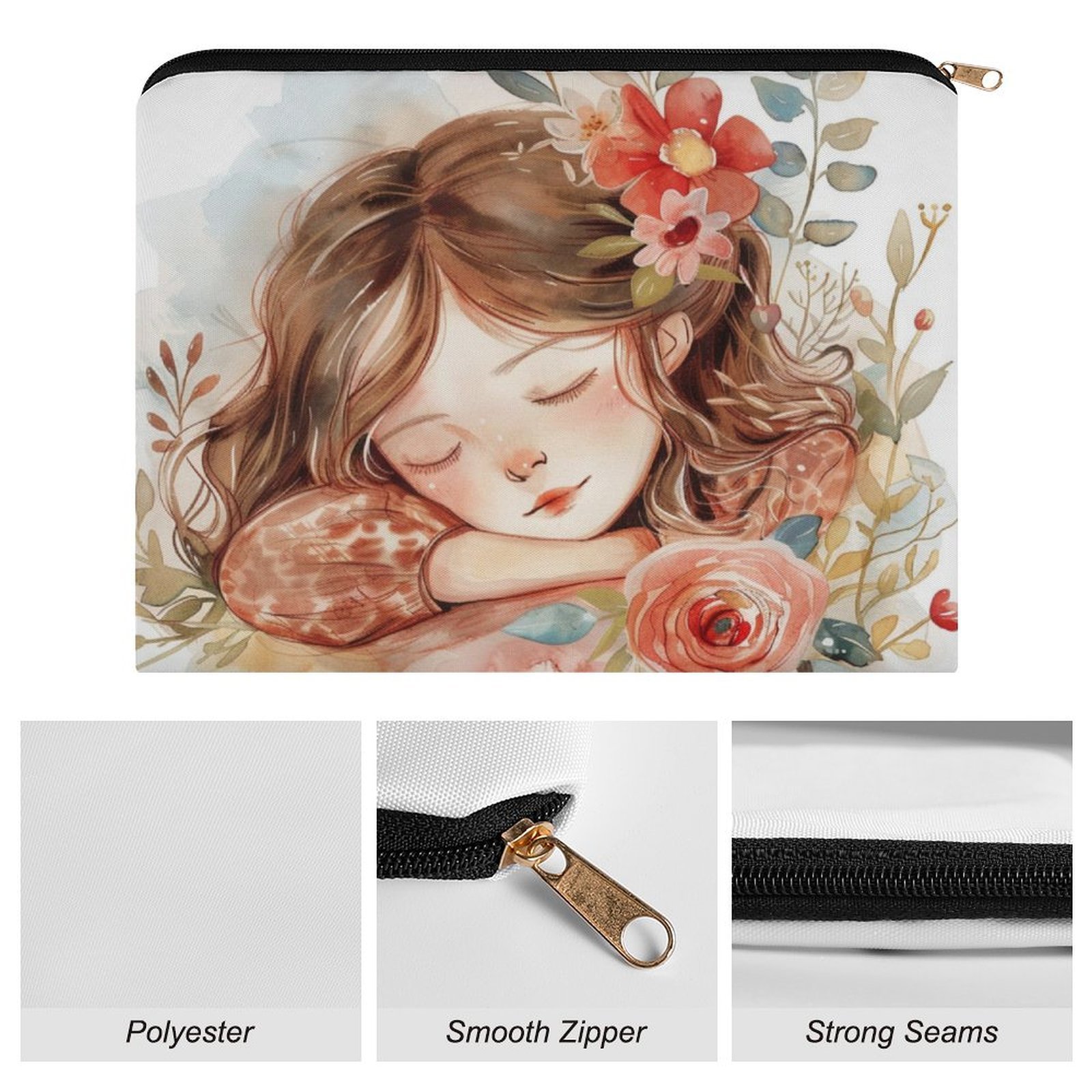 Big pouch bag floral abstract pattern 8.9"(L) × 6.5"(W) - Image 7