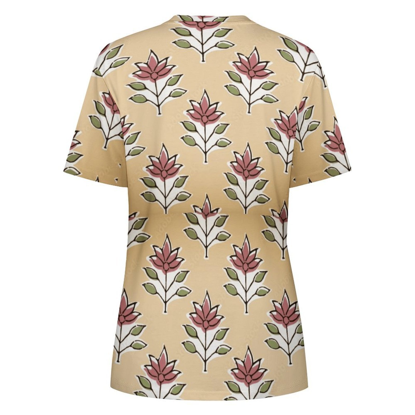 floral All-Over Print Women's Cotton T-Shirt - Image 2