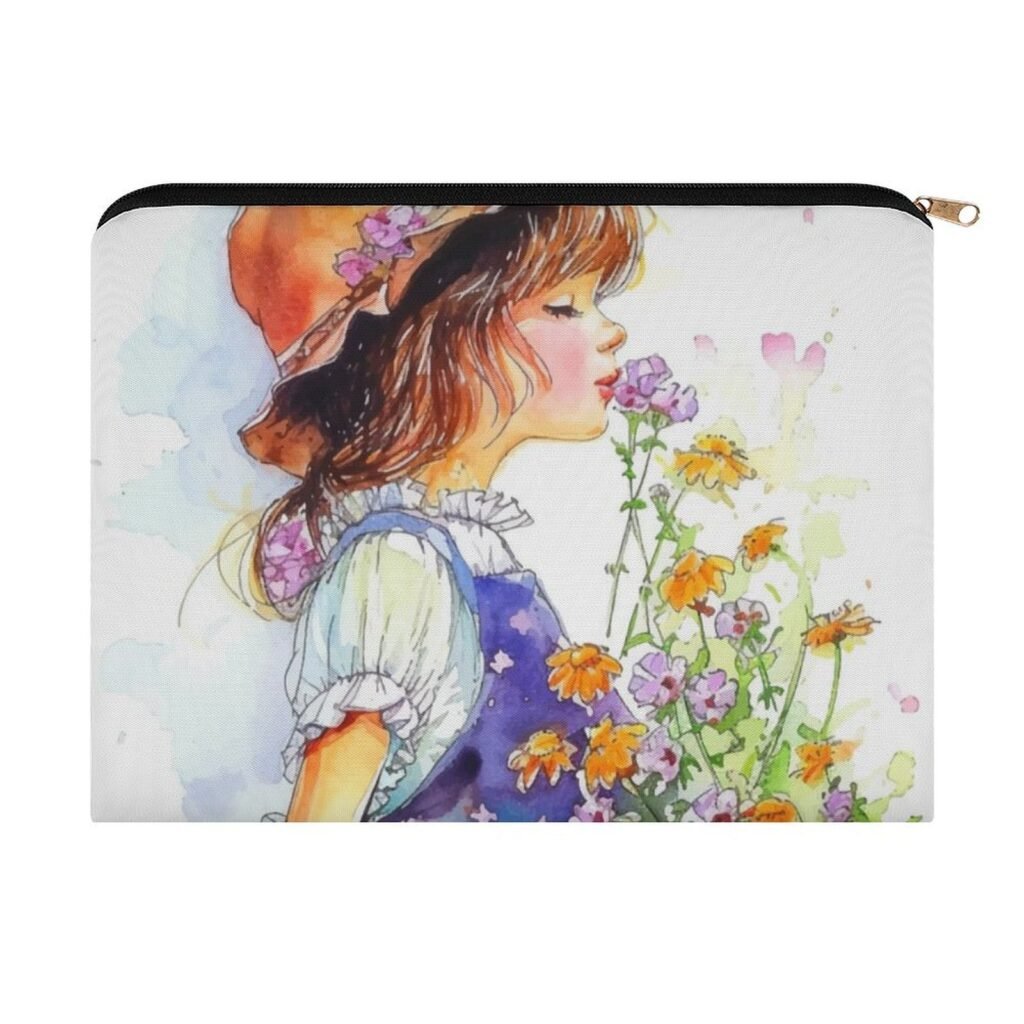 Big pouch bag floral abstract pattern 8.9"(L) × 6.5"(W)