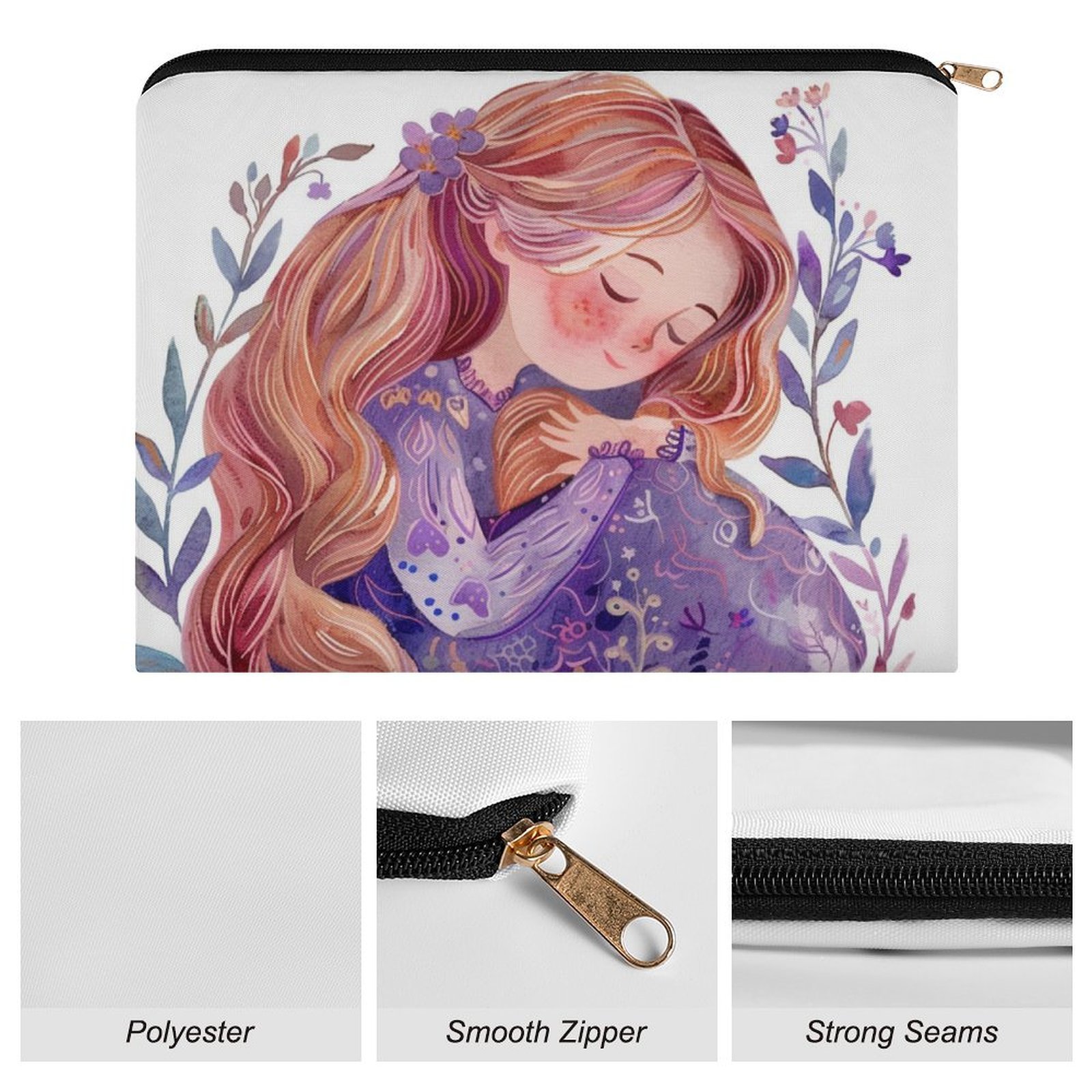 Big pouch bag floral abstract pattern 8.9"(L) × 6.5"(W) - Image 7