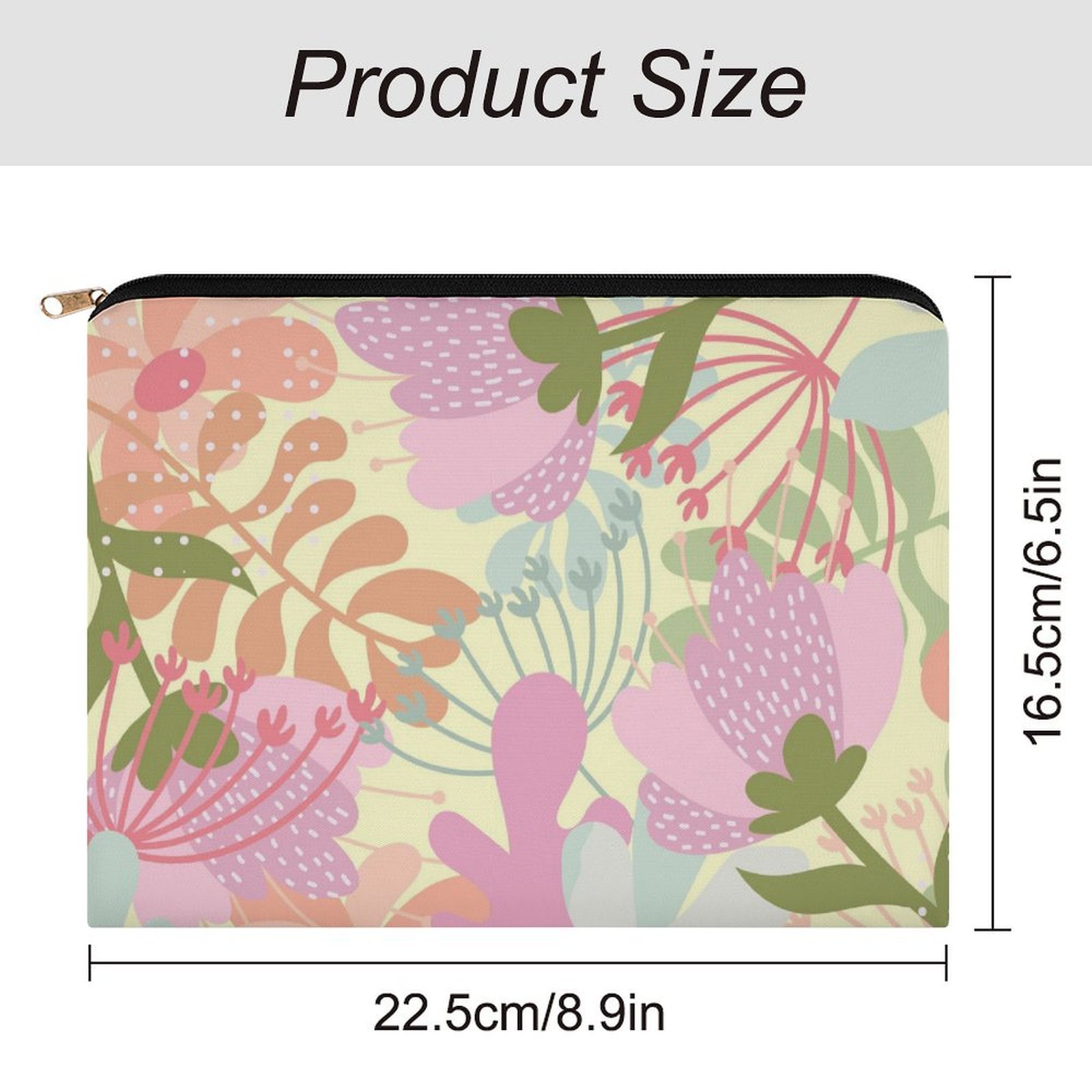 Big pouch bag floral abstract pattern 8.9"(L) × 6.5"(W) - Image 2