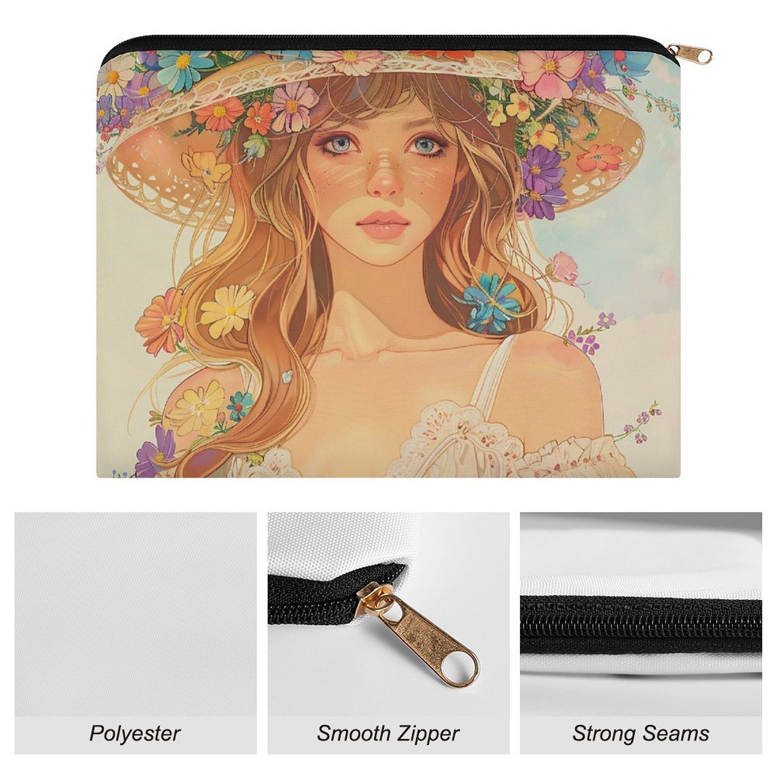 Big pouch bag floral abstract pattern 8.9"(L) × 6.5"(W) - Image 7