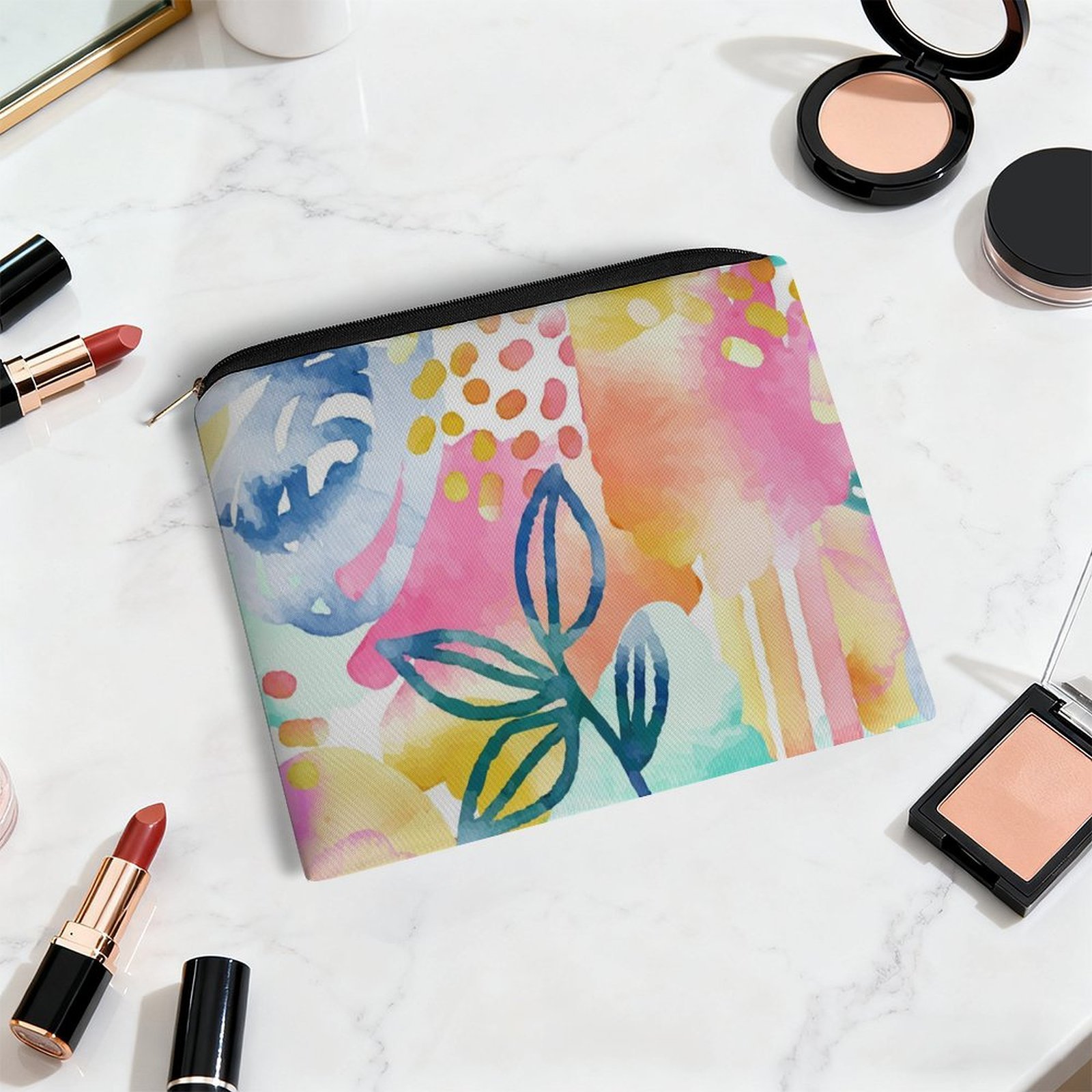 Big pouch floral abstract pattern 8.9"(L) × 6.5"(W) - Image 5