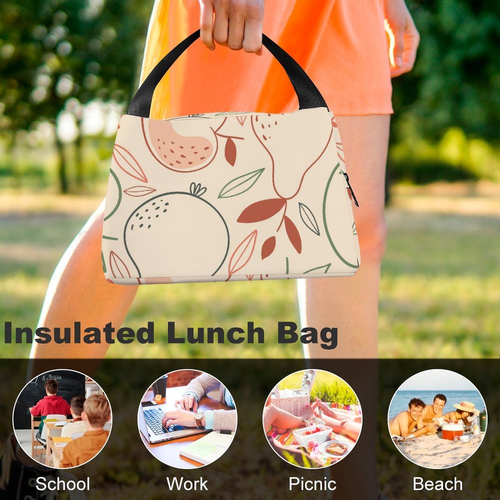 Reusable water resistant lunch bag tote for work, picnics, outdoor, traveling or shopping easy carry - Image 8