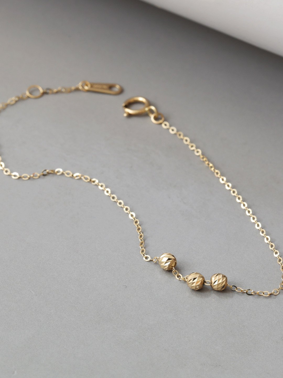 14K Gold Faceted Ball Bracelet - Image 3