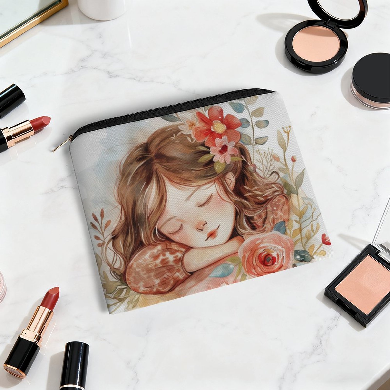 Big pouch bag floral abstract pattern 8.9"(L) × 6.5"(W) - Image 5