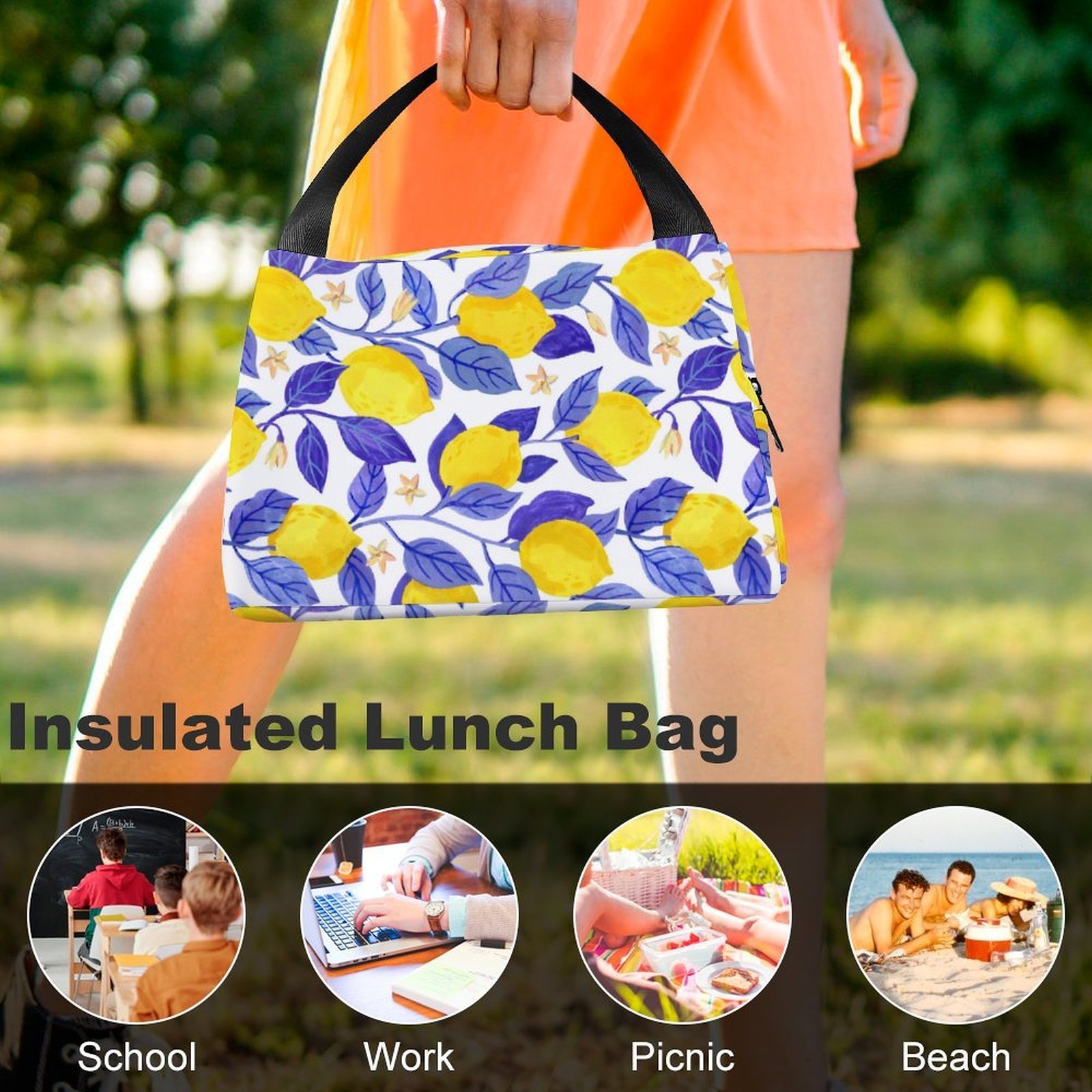 Reusable water resistant lunch bag tote for work, picnics, outdoor, traveling or shopping easy carry - Image 8