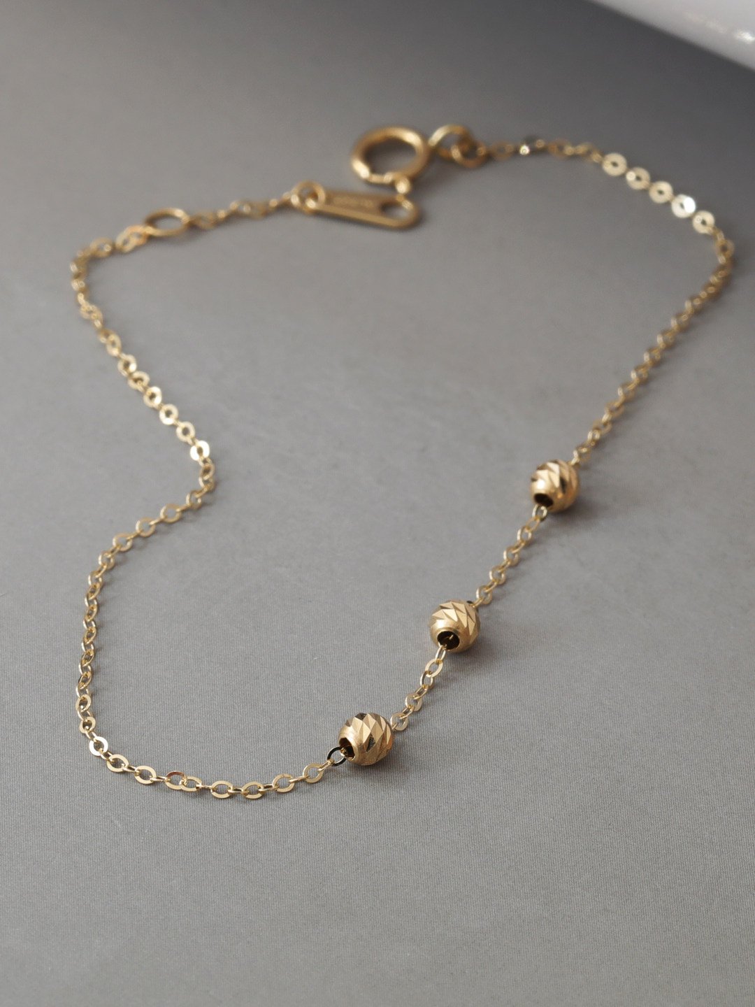 14K Gold Faceted Ball Bracelet - Image 4