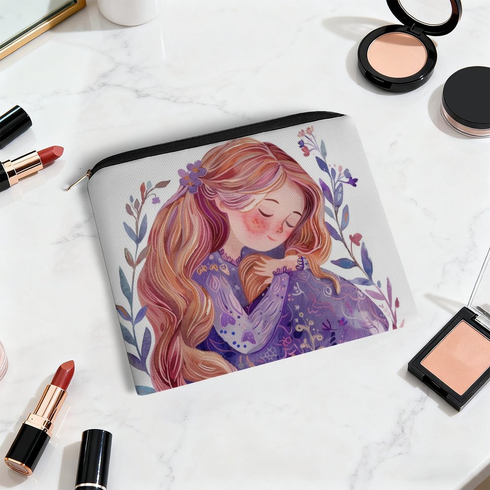Big pouch bag floral abstract pattern 8.9"(L) × 6.5"(W) - Image 5