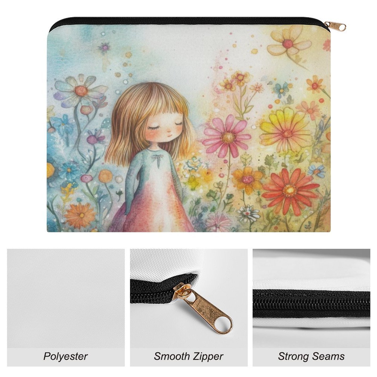 Big pouch bag floral abstract pattern 8.9"(L) × 6.5"(W) - Image 7
