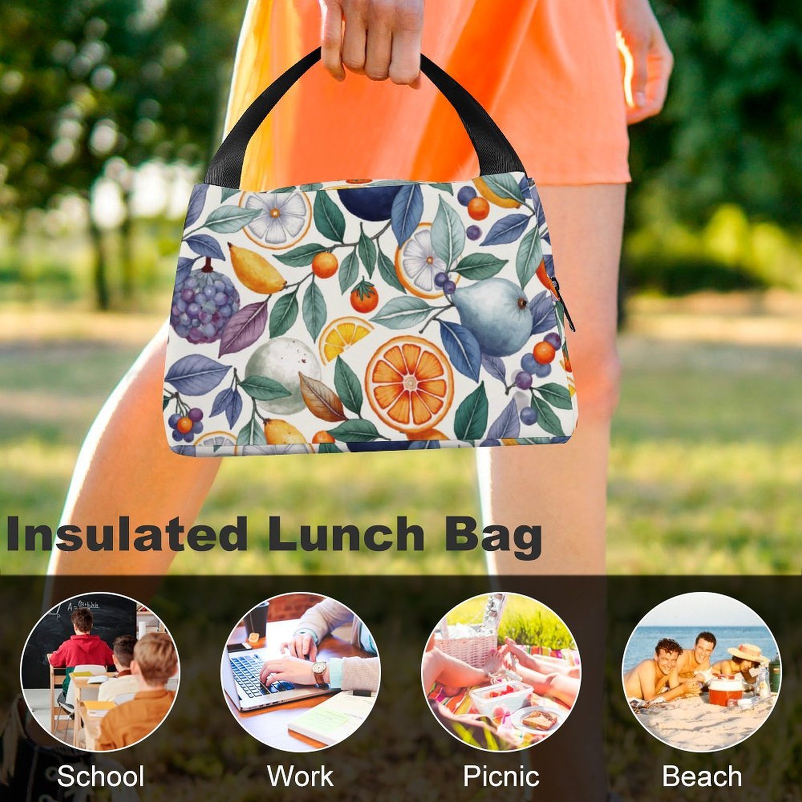 Reusable water resistant lunch bag tote for work, picnics, outdoor, traveling or shopping easy carry - Image 8