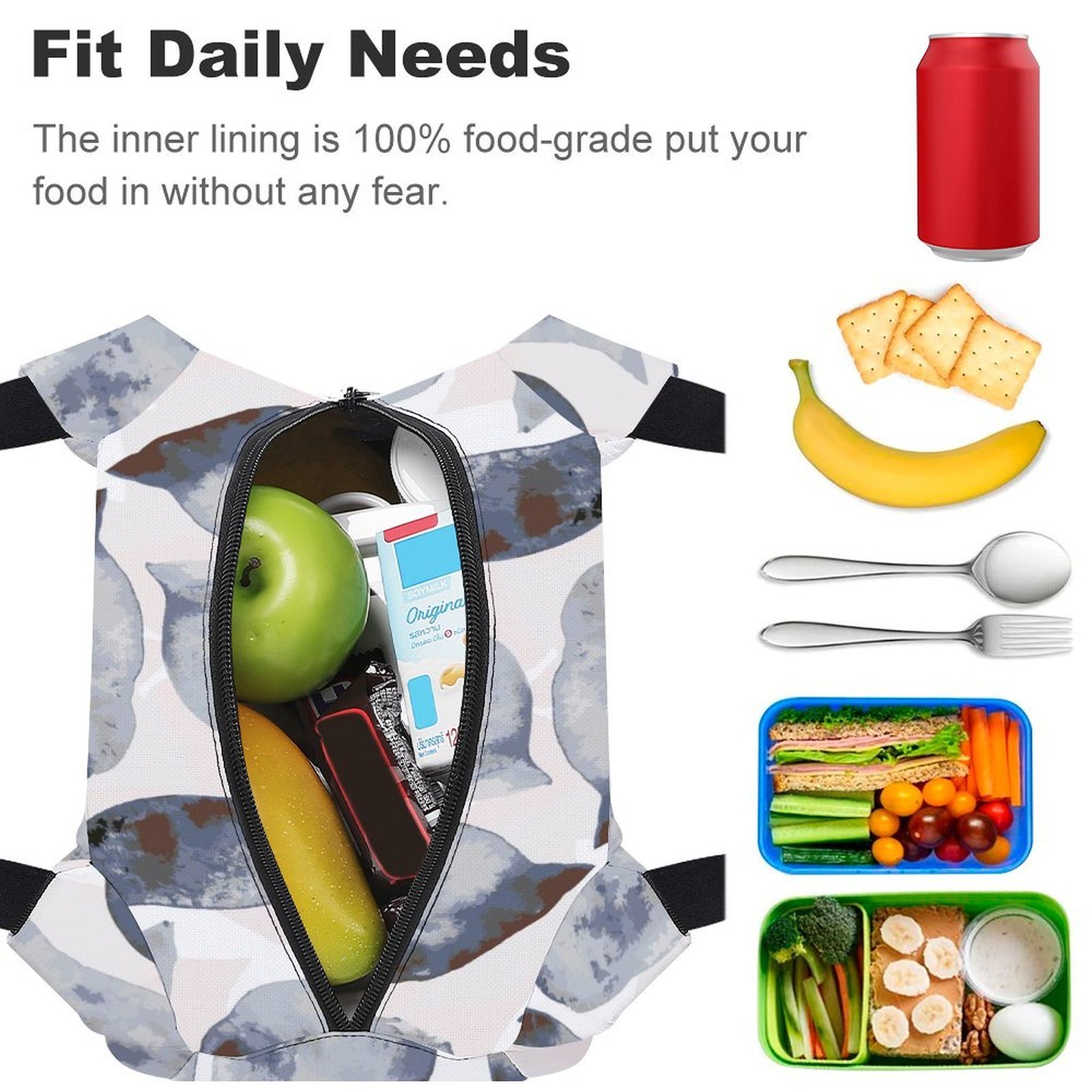 Reusable water resistant lunch bag tote for work, picnics, outdoor, traveling or shopping easy carry - Image 4