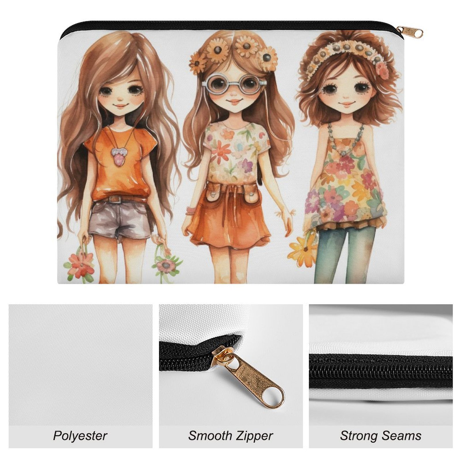 Big pouch bag floral abstract pattern 8.9"(L) × 6.5"(W) - Image 7