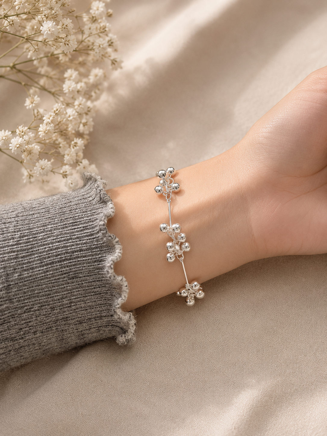 High quality pure silver Grape Bunch Sterling Silver Bracelet - Image 11